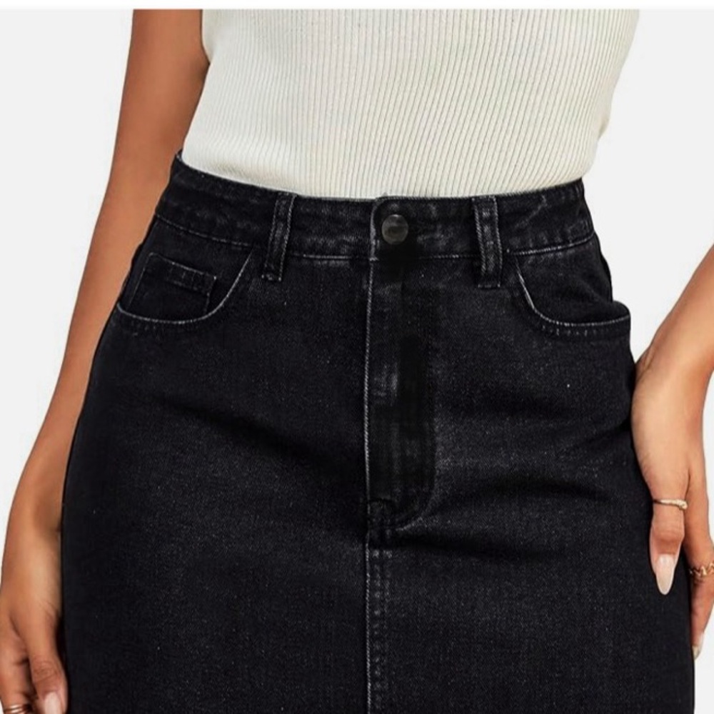 Skirt Black Denim Mid Rise Mini Skirt Shein NEW WITHOUT TAGS Size L